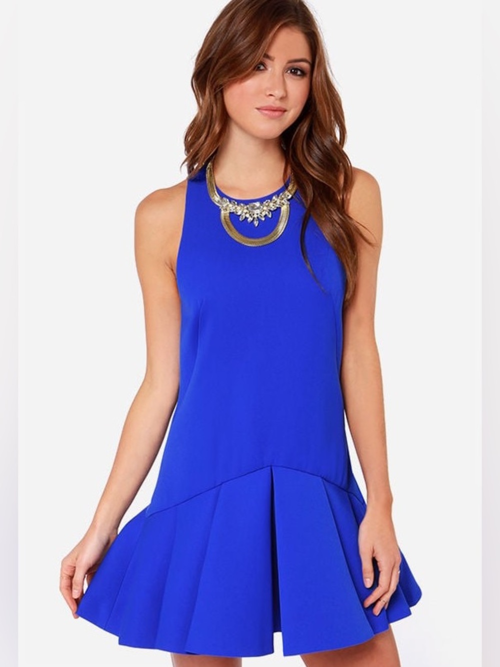 Cameo "Why Ask" Drop Waist Dress in cobalt blue